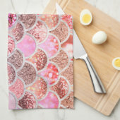 Trendy Pink Ombre Glitter Mermaid Fish Scales Theedoek (Quarter Fold)
