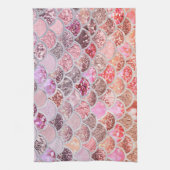 Trendy Pink Ombre Glitter Mermaid Fish Scales Theedoek (Verticaal)