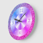 Trendy Pink Paars Glitter Sparkle Grote Klok (Hoek)