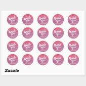 Trendy Pink Paarse Waterverf Dank u wel Ronde Sticker (Vel)