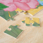 Trendy Pink Peonies Yellow Sunflower Waterverf Legpuzzel (Zijkant)