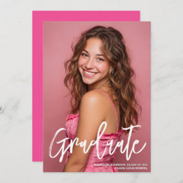 Trendy Pink Photo 2026 Graduation Announcement