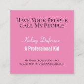 Trendy Pink Playdate Kaart met foto Vierkante Visitekaartje (Achterkant)