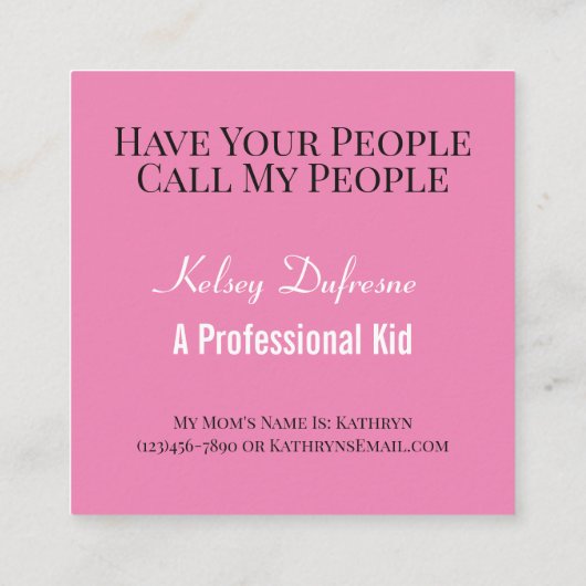 Trendy Pink Playdate Kaart met foto Vierkante Visitekaartje (Achterkant)