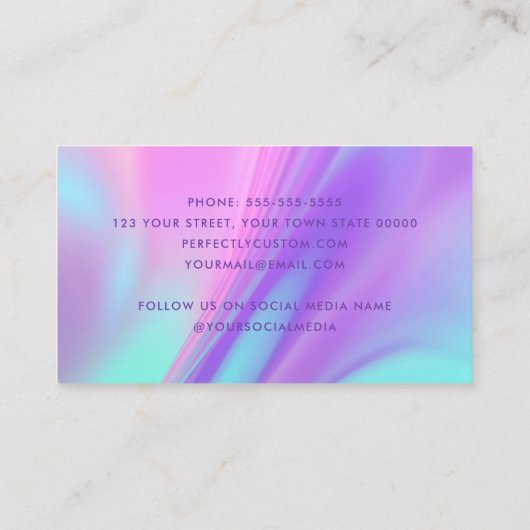Trendy pink purple pastel gradient visitekaartje (Achterkant)