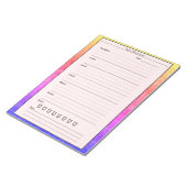 Trendy Pink Rainbow Food Journal Daily Meal Diary Notitieblok (Schuin)