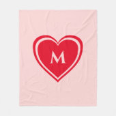 Trendy Pink Red Heart Monogram Valentijn Fleece Deken (Voorkant)