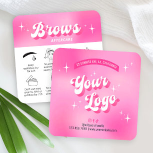 Trendy Pink Retro Groovy Brows After Care Kaarten Vierkante Visitekaartje