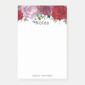 Trendy Pink, Rode en Paarse Waterverf Floral Bloom Post-it® Notes (Voorkant)