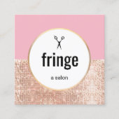 Trendy Pink Rose Gold Sequin Hair Stylist Salon Vierkante Visitekaartje (Voorkant)