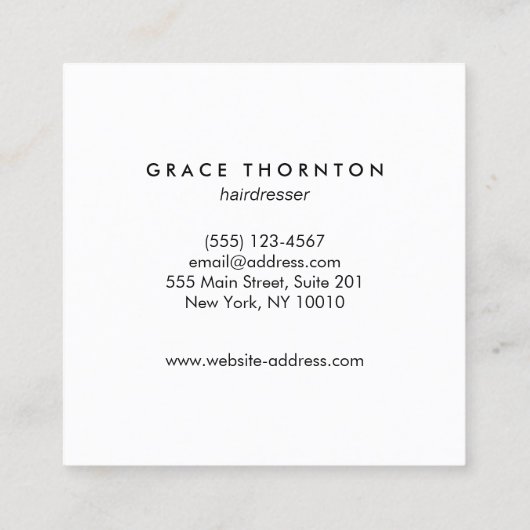 Trendy Pink Rose Gold Sequin Hair Stylist Salon Vierkante Visitekaartje (Achterkant)