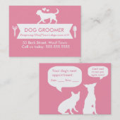 Trendy Pink Silhouette Dog Groomer Appointment Afsprakenkaartje (Voorkant / Achterkant)