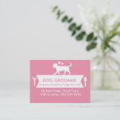Trendy Pink Silhouette Dog Groomer Appointment Afsprakenkaartje (Staand voorkant)