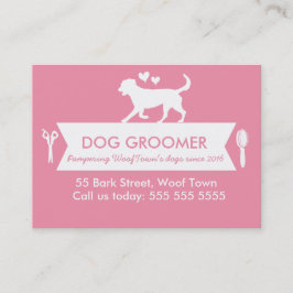 Trendy Pink Silhouette Dog Groomer Appointment Afsprakenkaartje