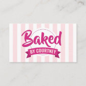 Trendy Pink Stripes Girly Bakery Chef Caterer Visitekaartje (Voorkant)