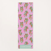 Trendy Pink Tiger Jungle Retro Personalized Name Yogamat (Voorkant)