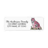 Trendy Pink Tiger Return Address Etiket (Voorkant)