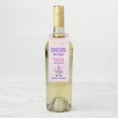Trendy Pink Unicorn Confetti & Flowers Baby shower Flessenhanger (Op fles)