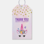 Trendy Pink Unicorn Confetti & Flowers Bedankt Cadeaulabel (Voorkant)