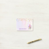 Trendy Pink Unicorn Confetti & Flowers Birthday Post-it® Notes (Op bureau)