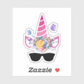 Trendy Pink Unicorn in zonnebril Sticker (Vel)