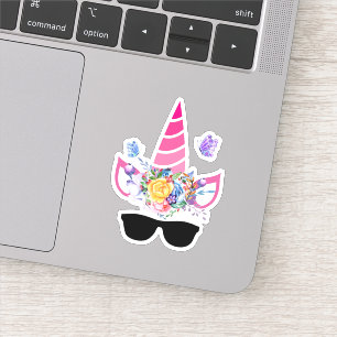 Trendy Pink Unicorn in zonnebril Sticker
