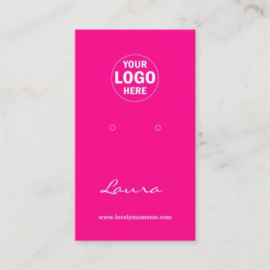 Trendy Pink Voeg je Logo oorbel display toe Visitekaartje (Voorkant)
