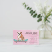 Trendy Pink Water Color Dog Walker Visitekaartje (Staand voorkant)