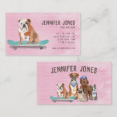 Trendy Pink Water Color Dog Walker Visitekaartje (Voorkant / Achterkant)