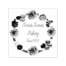 Trendy Pink Waterverf Floral Bakery Business Zelfinktende Stempel