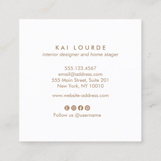 Trendy Pink Waterverf Planten Leaves Square Vierkante Visitekaartje (Achterkant)