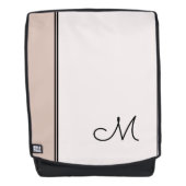 Trendy Pink White Block Elegant Black Monogram Rugtassen (Voorkant)