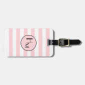 Trendy Pink & White stripe monogram bagagelabel (Voorkant horizontaal)