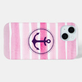 Trendy Pink White Waterverven Paarse Anchor Case-Mate iPhone Case (Achterkant (horizontaal))