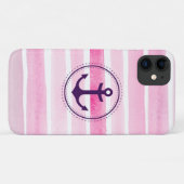 Trendy Pink White Waterverven Paarse Anchor Case-Mate iPhone Case (Achterkant (horizontaal))