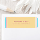 Trendy Pink Yellow Blue Moderne Sjabloon Return Etiket (Insitu)