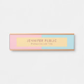 Trendy Pink Yellow Blue Moderne Sjabloon Roos Gold Deurbordje (Voorkant)