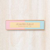 Trendy Pink Yellow Blue Moderne Sjabloon Roos Gold Deurbordje (Voorkant)