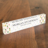 Trendy Pink Yellow Tropical Pineapple Pattern Naambordje (Zijkant)