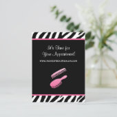 Trendy Pink Zebra Hair Salon Benoeming Herinnering Briefkaart (Staand voorkant)