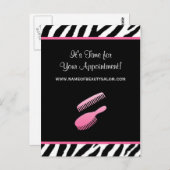 Trendy Pink Zebra Hair Salon Benoeming Herinnering Briefkaart (Voorkant / Achterkant)