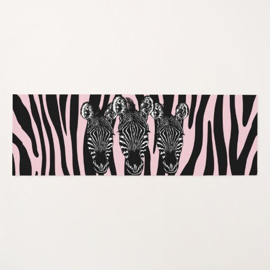 Trendy Pink Zebra Herd op Zebra Print Yogamat (Voorkant (horizontaal))