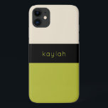 Trendy Pistache Groen Kleurenblok met Naam Case-Mate iPhone Case<br><div class="desc">Een klassiek ontwerp met eenvoudige chique kleur bock elementen in trendy pistache groen,  zwart en neutraal zand beige heeft een designer look. Personaliseer de tekst sjabloon met jouw naam,  monogram of andere gewenste tekst.</div>