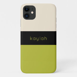 Trendy Pistache Groen Kleurenblok met Naam Case-Mate iPhone Case
