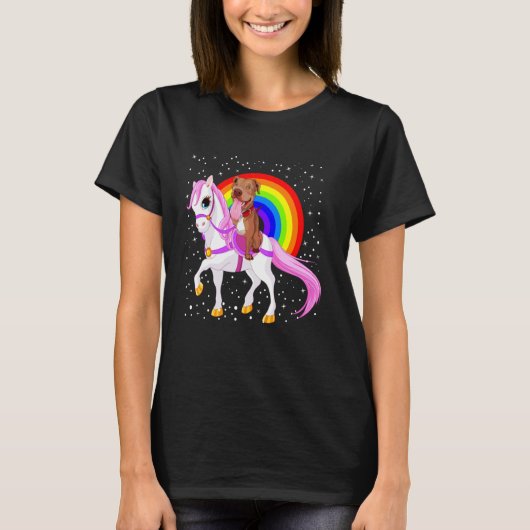 Trendy Pitbull Regenboog Paard T-shirt (Voorkant)