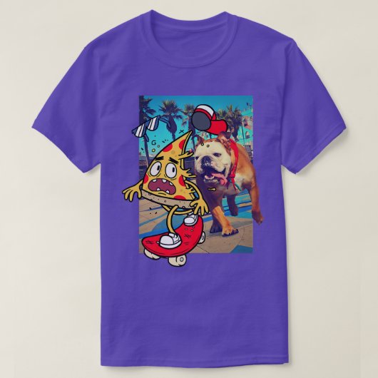 Trendy Pizza op een skateboard Dog Chase 33465677 T-shirt (Design voorkant)