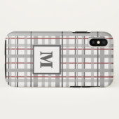 Trendy Plaid grijs zilver rood monogram Case-Mate iPhone Case (Achterkant (horizontaal))
