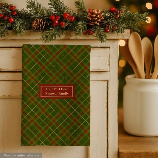 Trendy Plaid Hand Towel Thanksgiving Monogram Theedoek