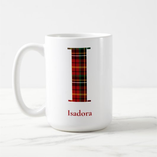 Trendy Plaid Letter I Monogram Naam Kerst Koffiemok (Links)