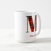 Trendy Plaid Letter M Monogram Naam Kerst Koffiemok (Voorkant rechts)